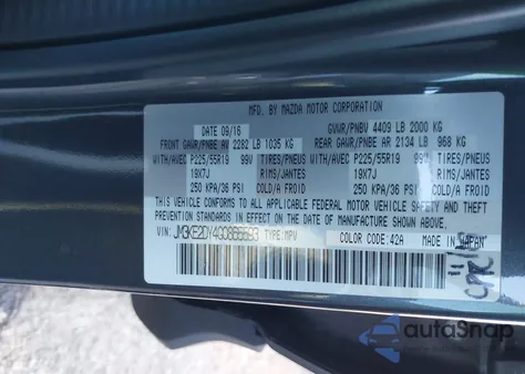 2016 Mazda Cx-5 Grand Touring from USA, damaged, VIN JM3KE2DY4G0865593